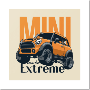 Car mini retro offroad extreme orange Posters and Art